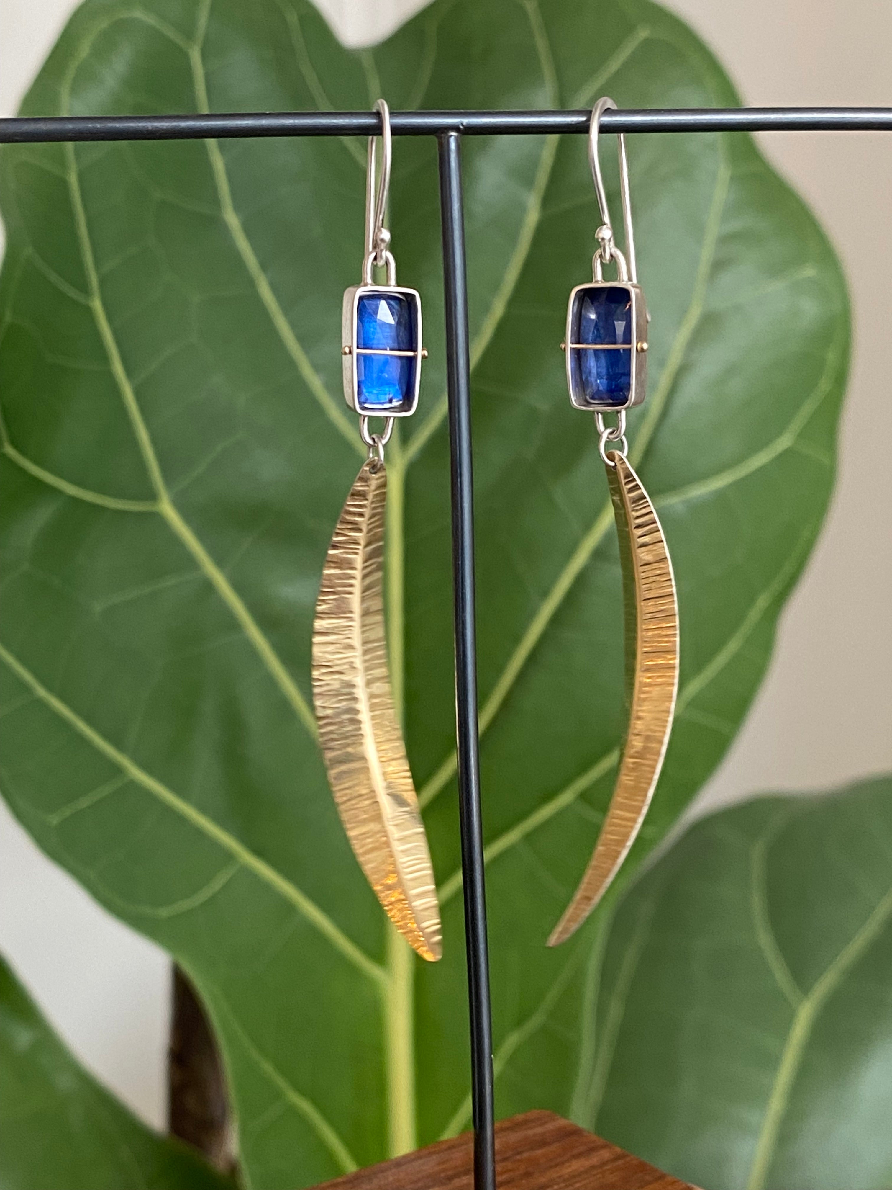 Hilary Finck- Kyanite Leaf Earrings