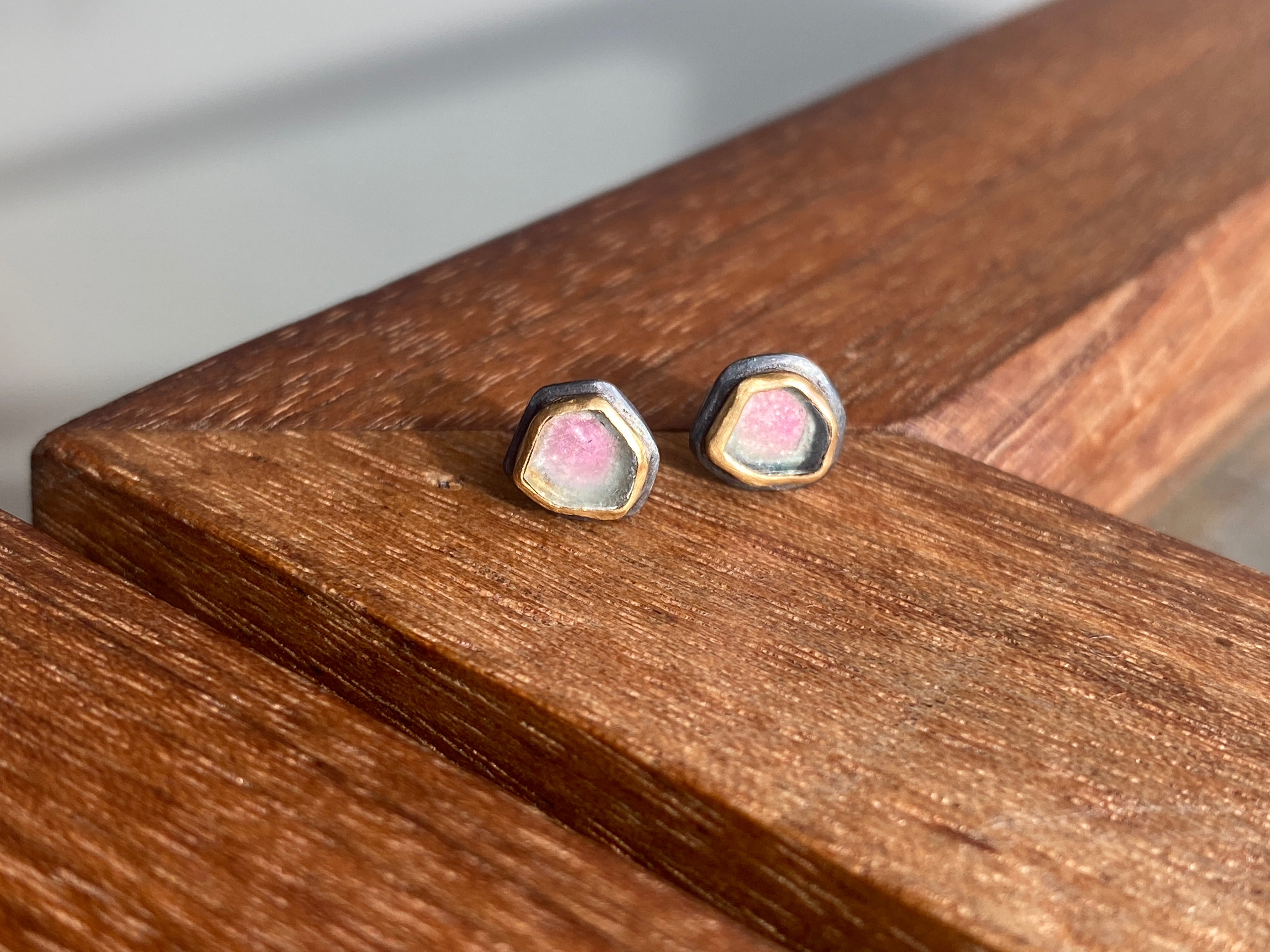 YFarmani Jewelry- Watermelon Tourmaline Stud Earrings