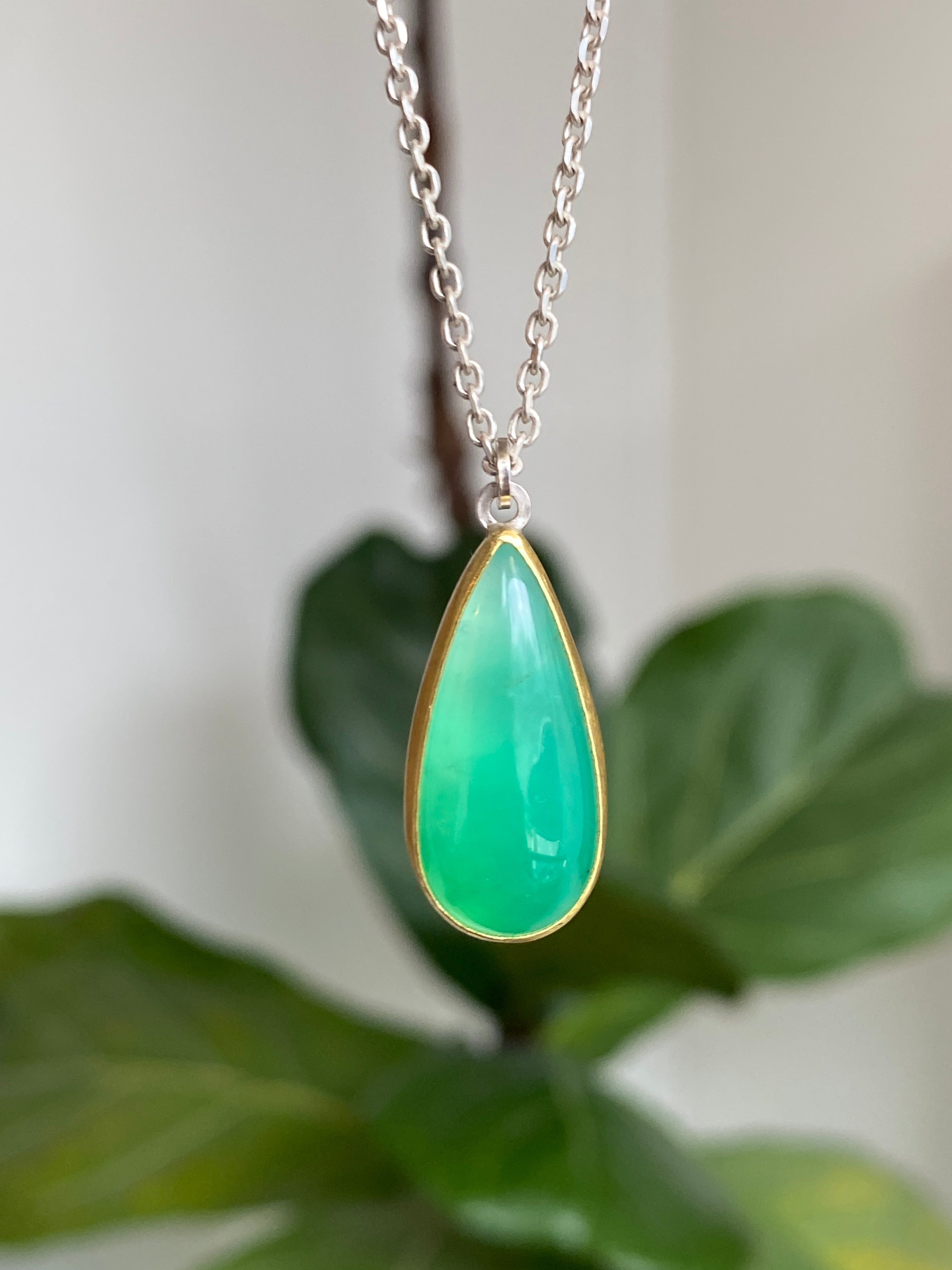 Sam Woehrmann- Chrysoprase Drop Necklace