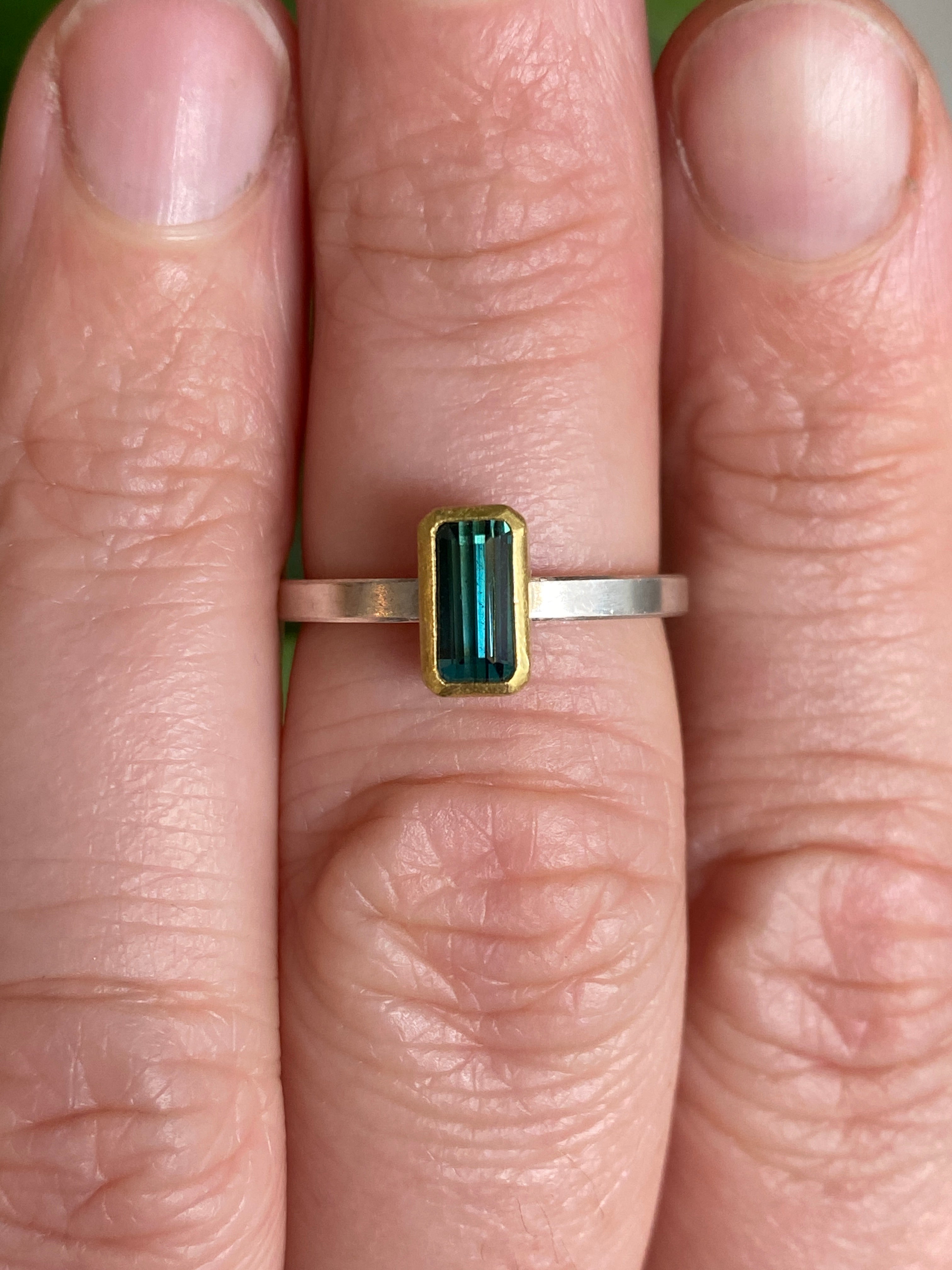 Sam Woehrmann- Blue Green Tourmaline Stacking Ring