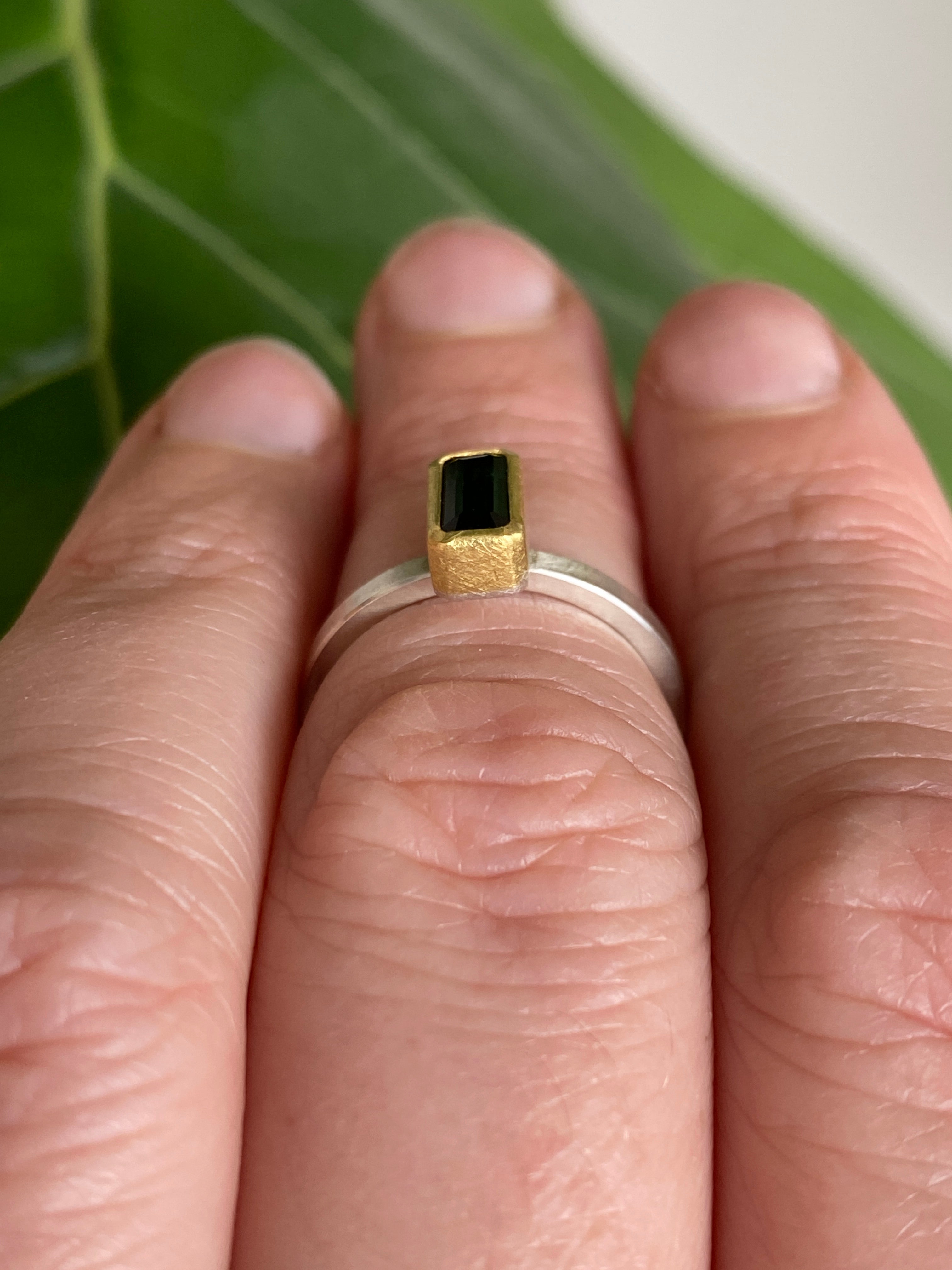 Sam Woehrmann- Blue Green Tourmaline Stacking Ring