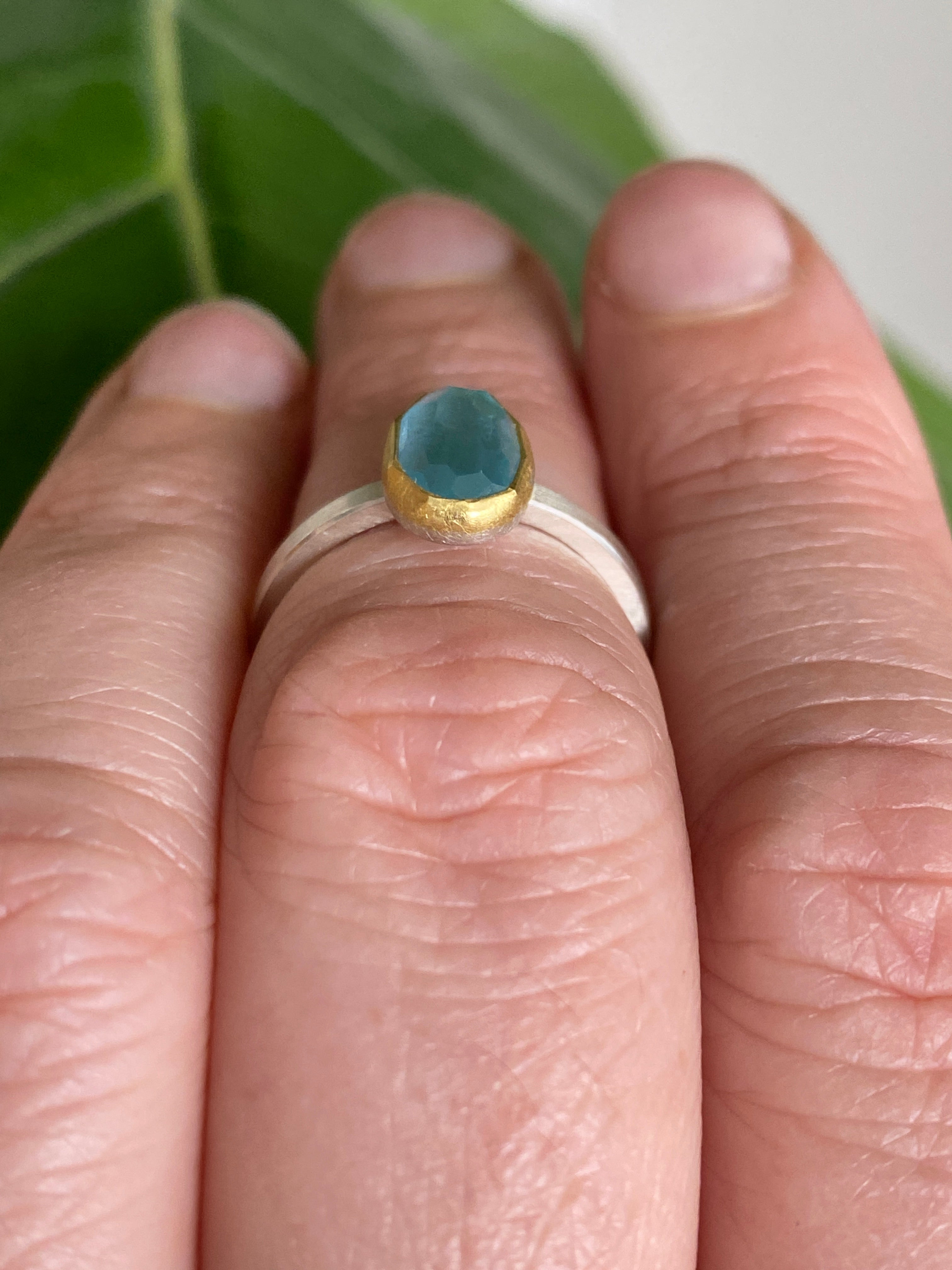 Sam Woehrmann- Oval Aquamarine Stacking Ring