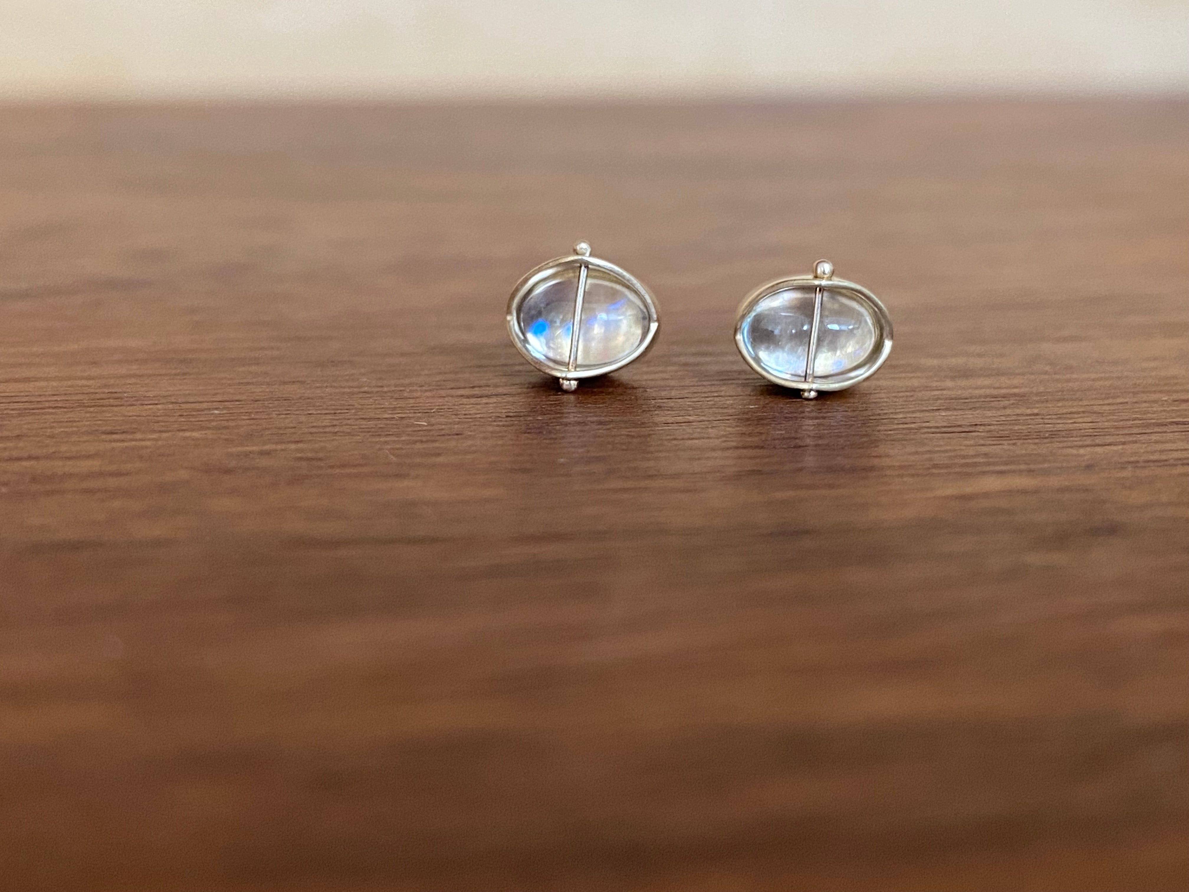 Hilary Finck- Captured Oval Moonstone Stud Earrings