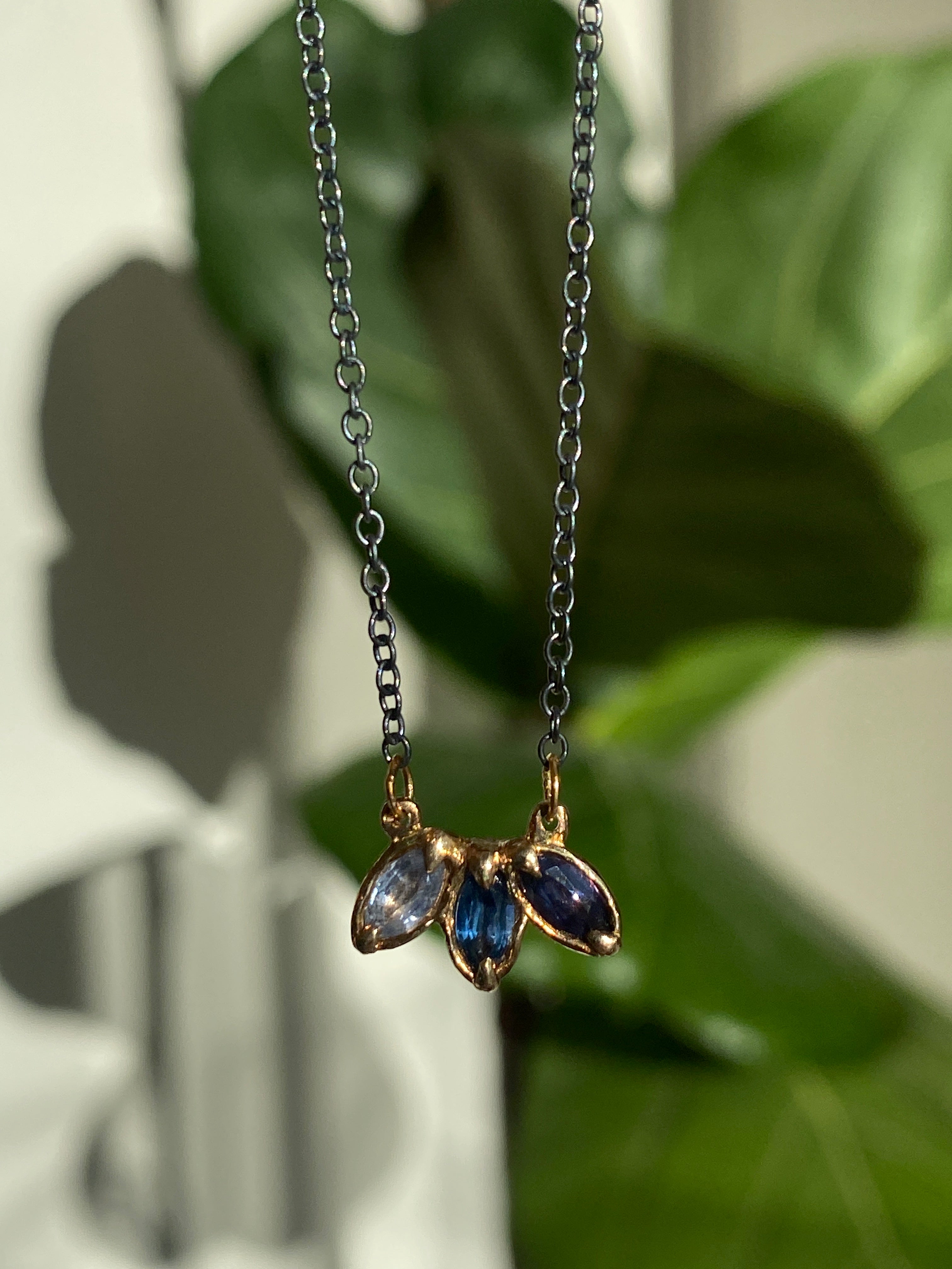 Elle Naz- Sapphire Marquis Cluster Necklace