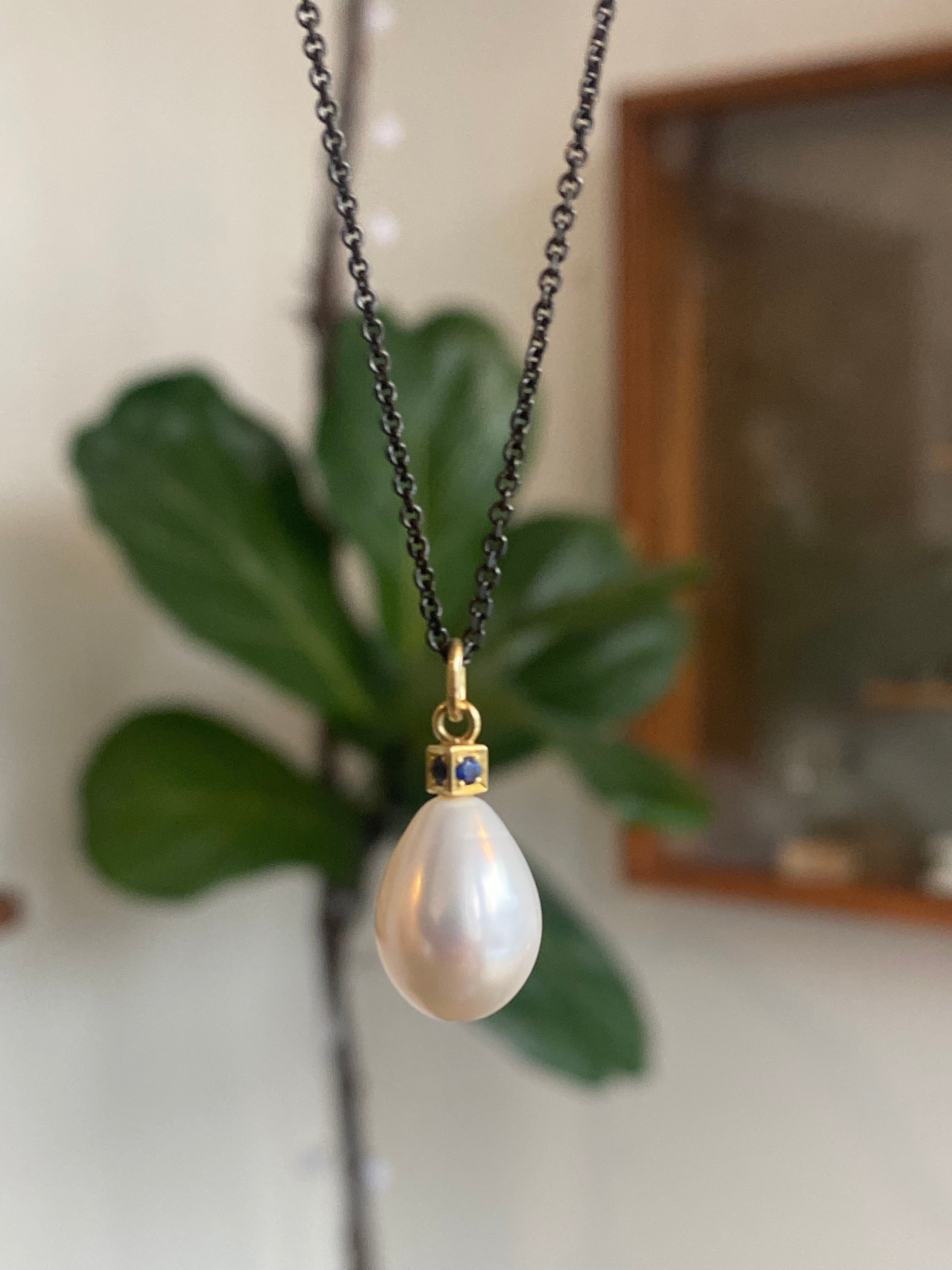 Sam Woehrmann- Pearl and Sapphire Drop Necklace