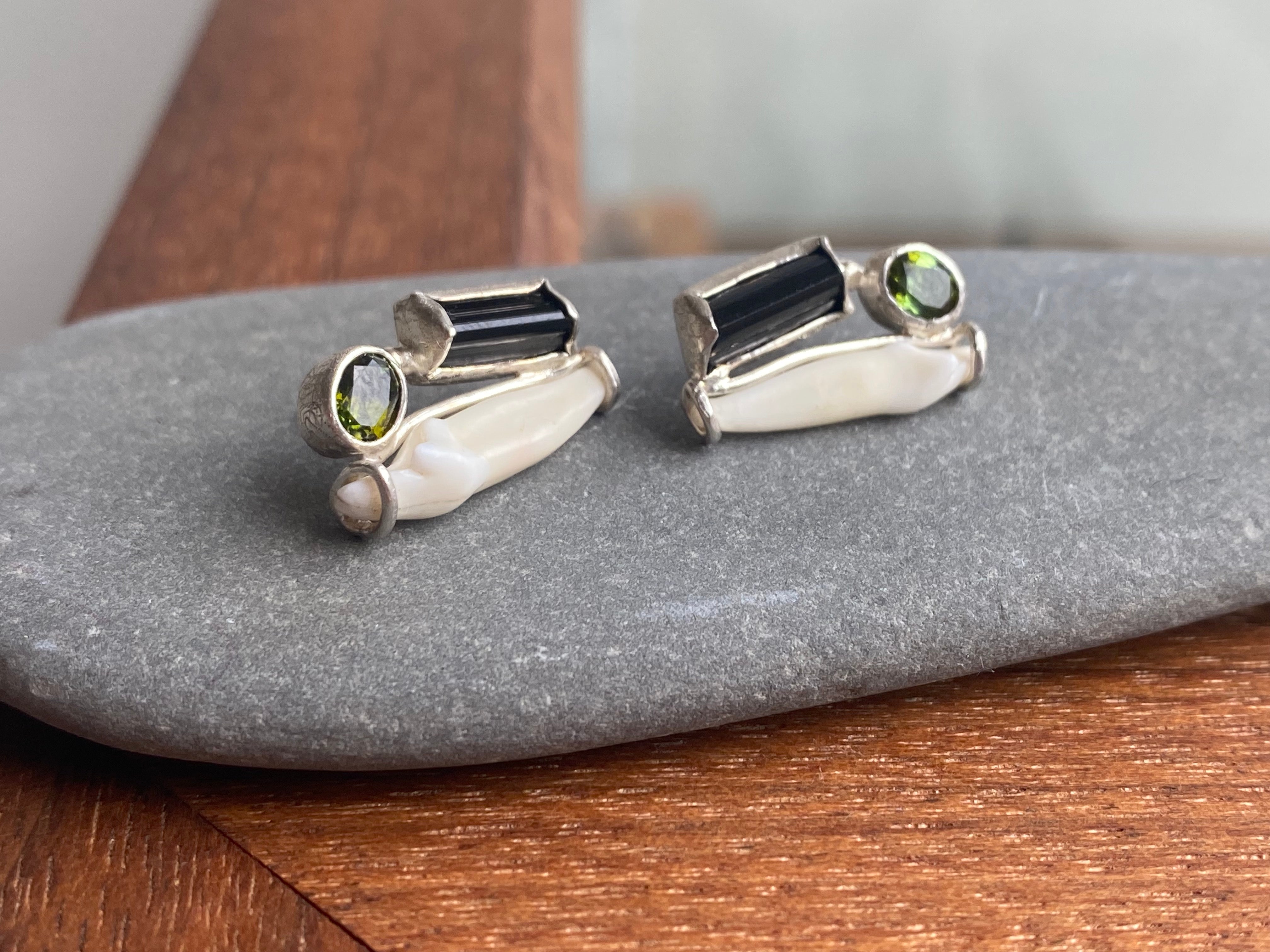 M. Rose Studio- Tourmaline Tooth Stud Earrings