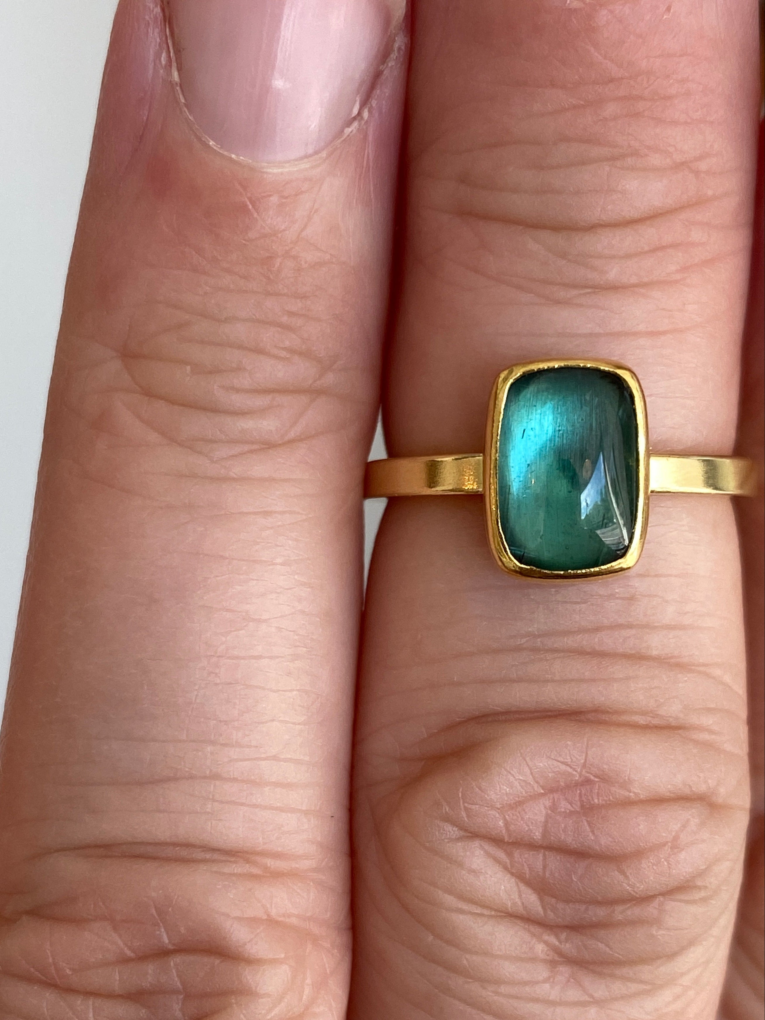 Sam Woehrmann- Tourmaline Cushion Cabochon Ring