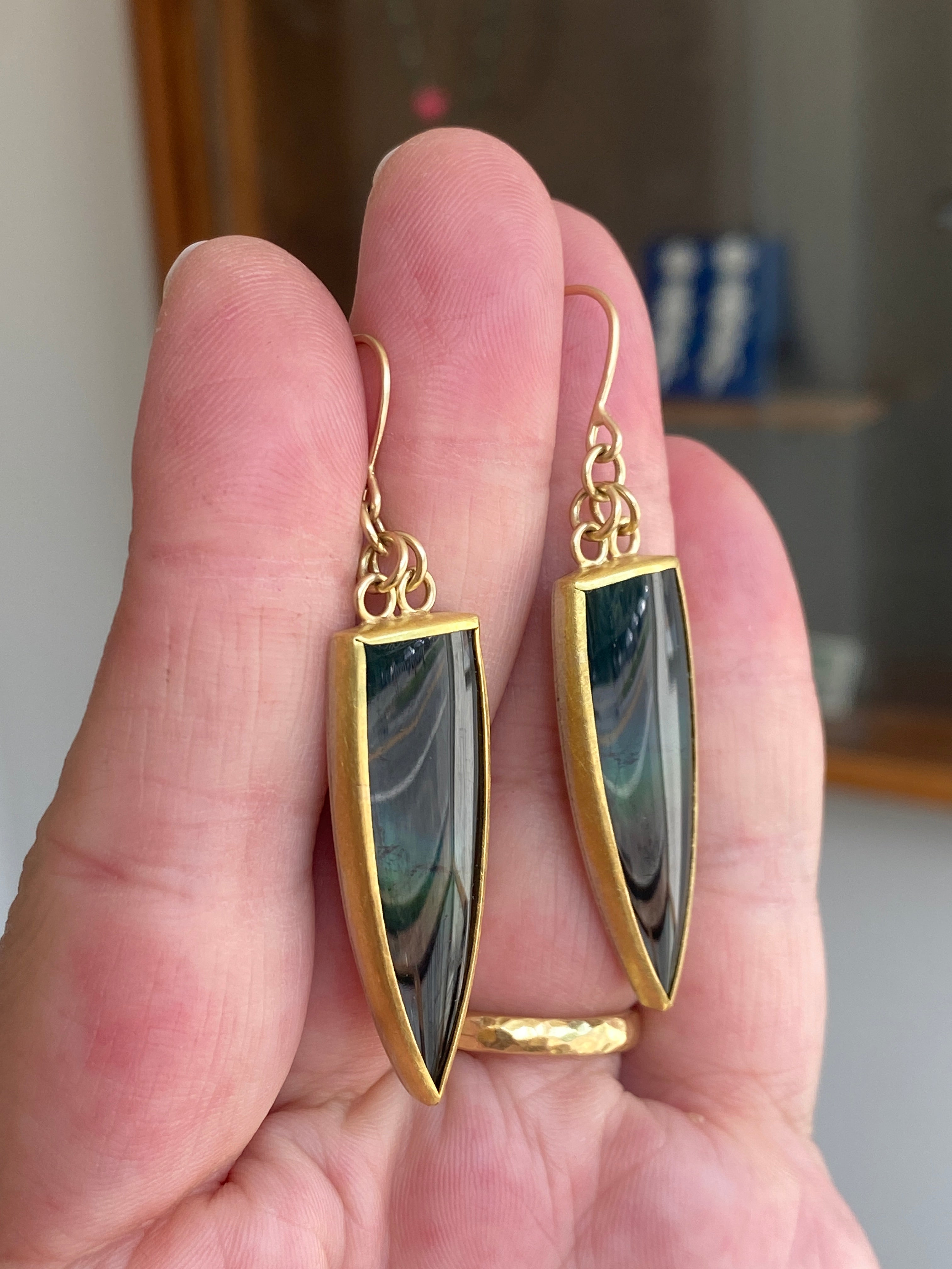 Sam Woehrmann- Tourmaline Shield Earrings