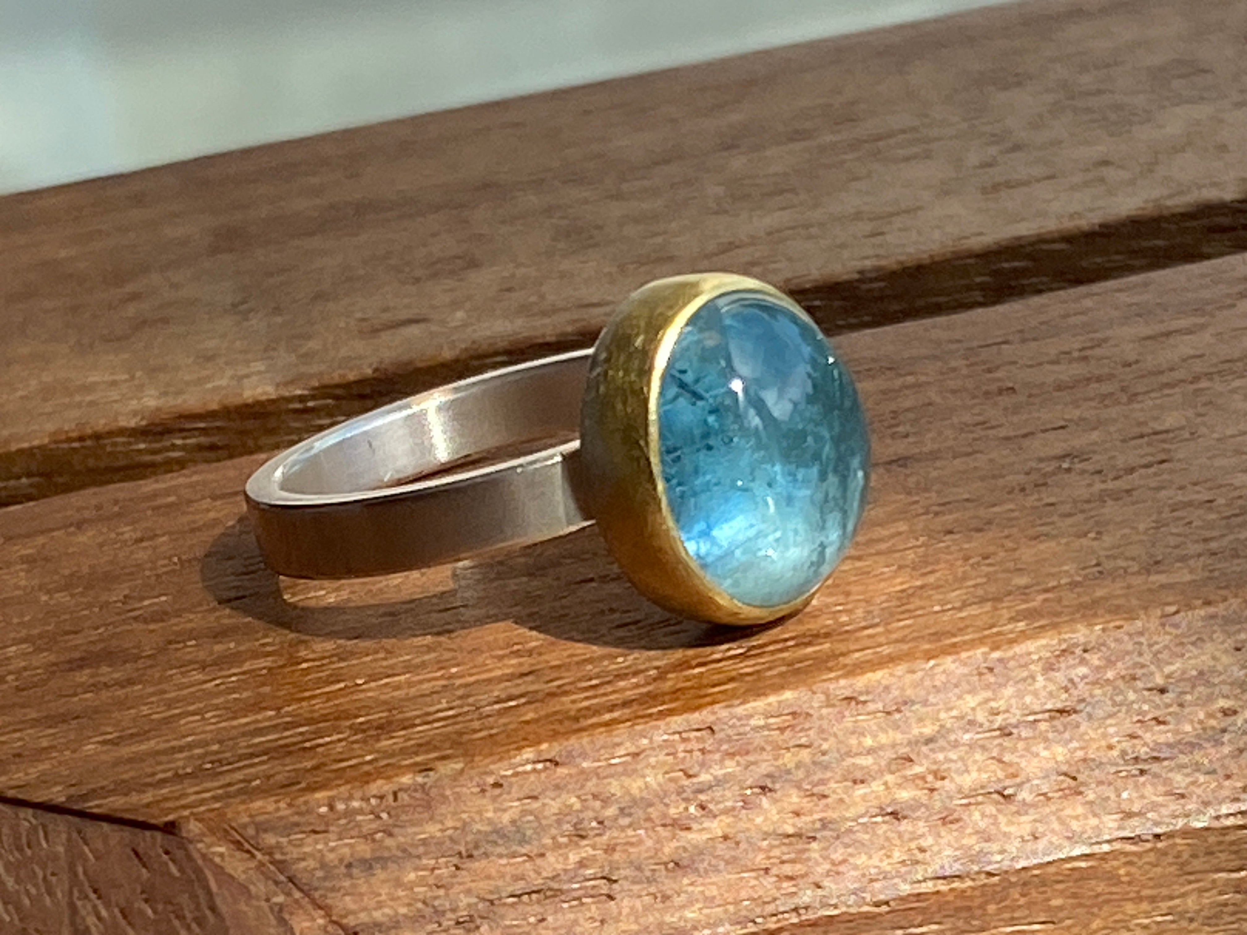 Sam Woehrmann- Aquamarine Oval Cabochon Ring