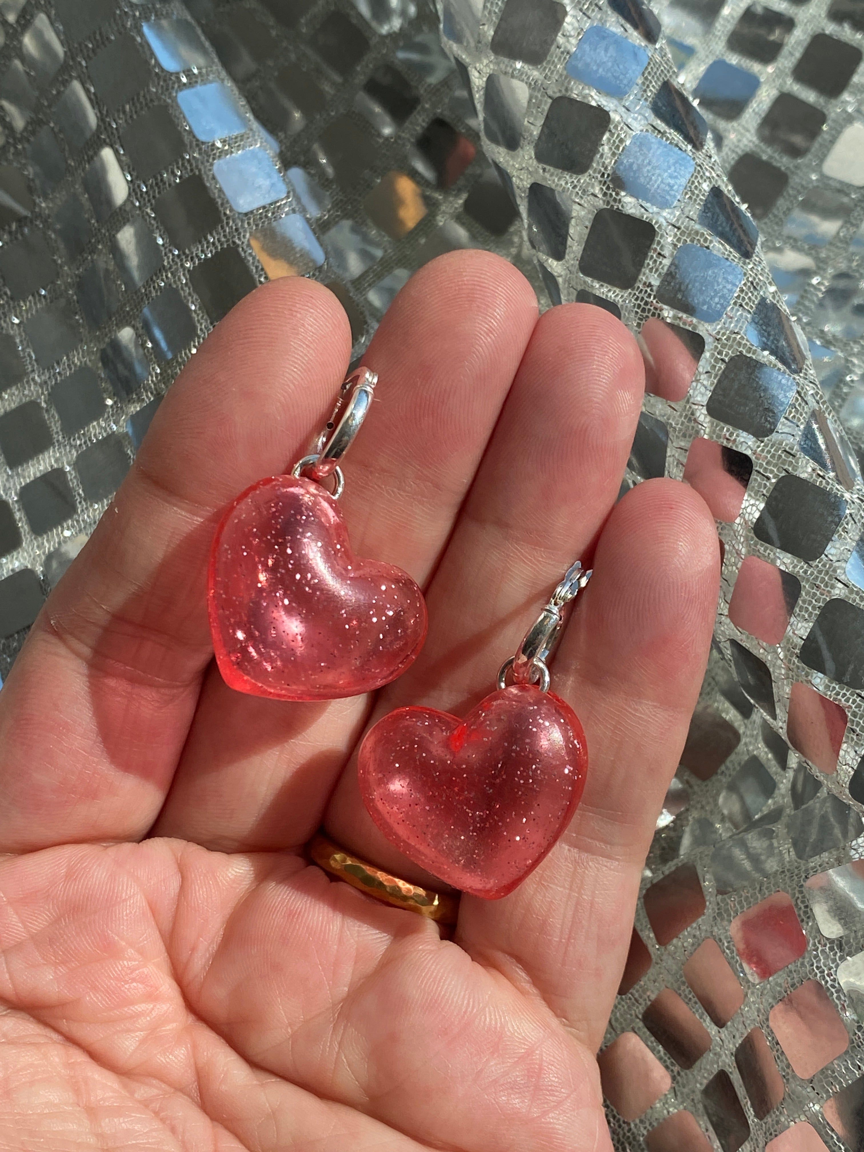 Woll Jewelry- Puffy Pink Heart Earrings