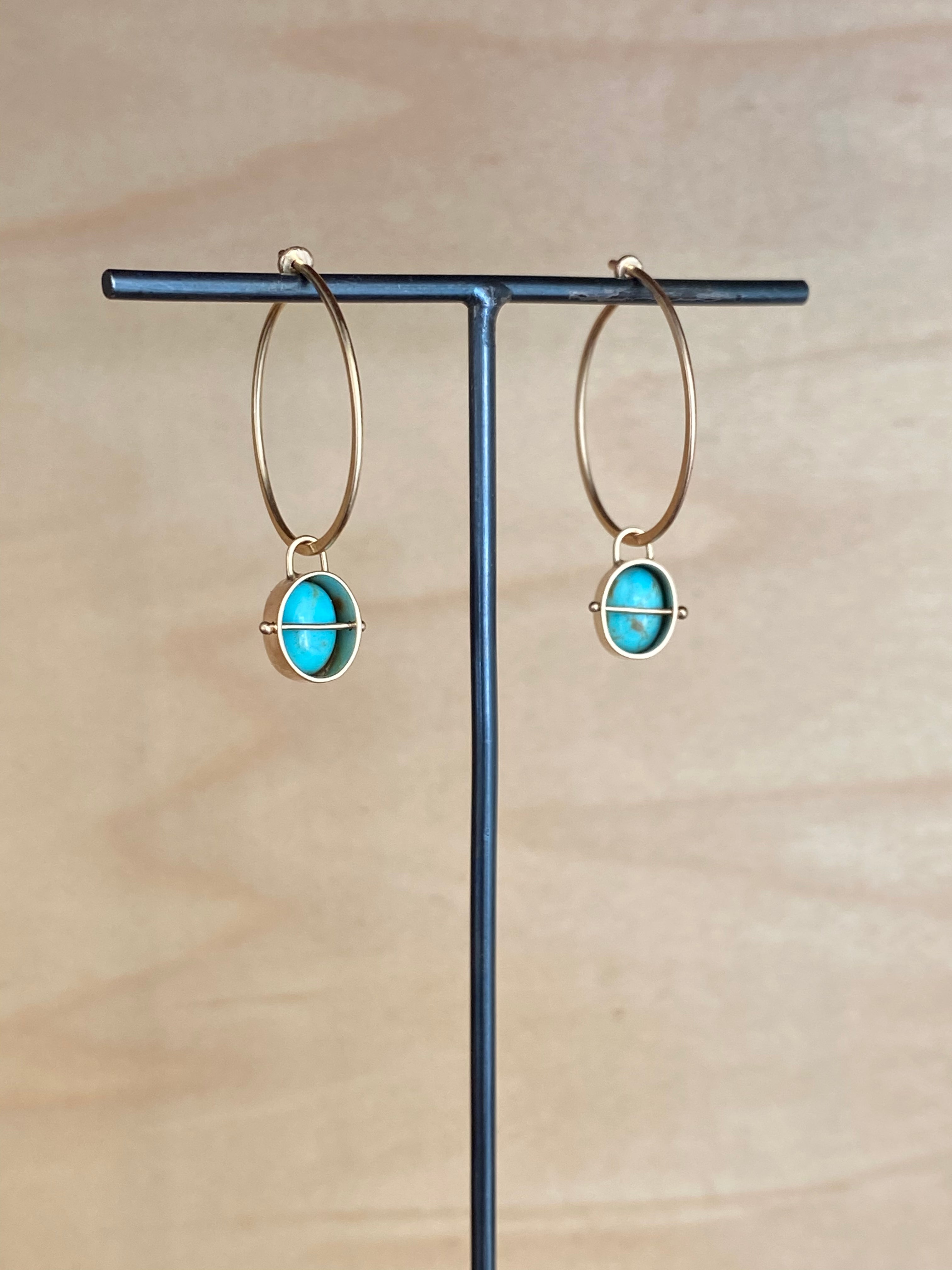 Hilary Finck- Campitos Turquoise Charm Hoop Earrings