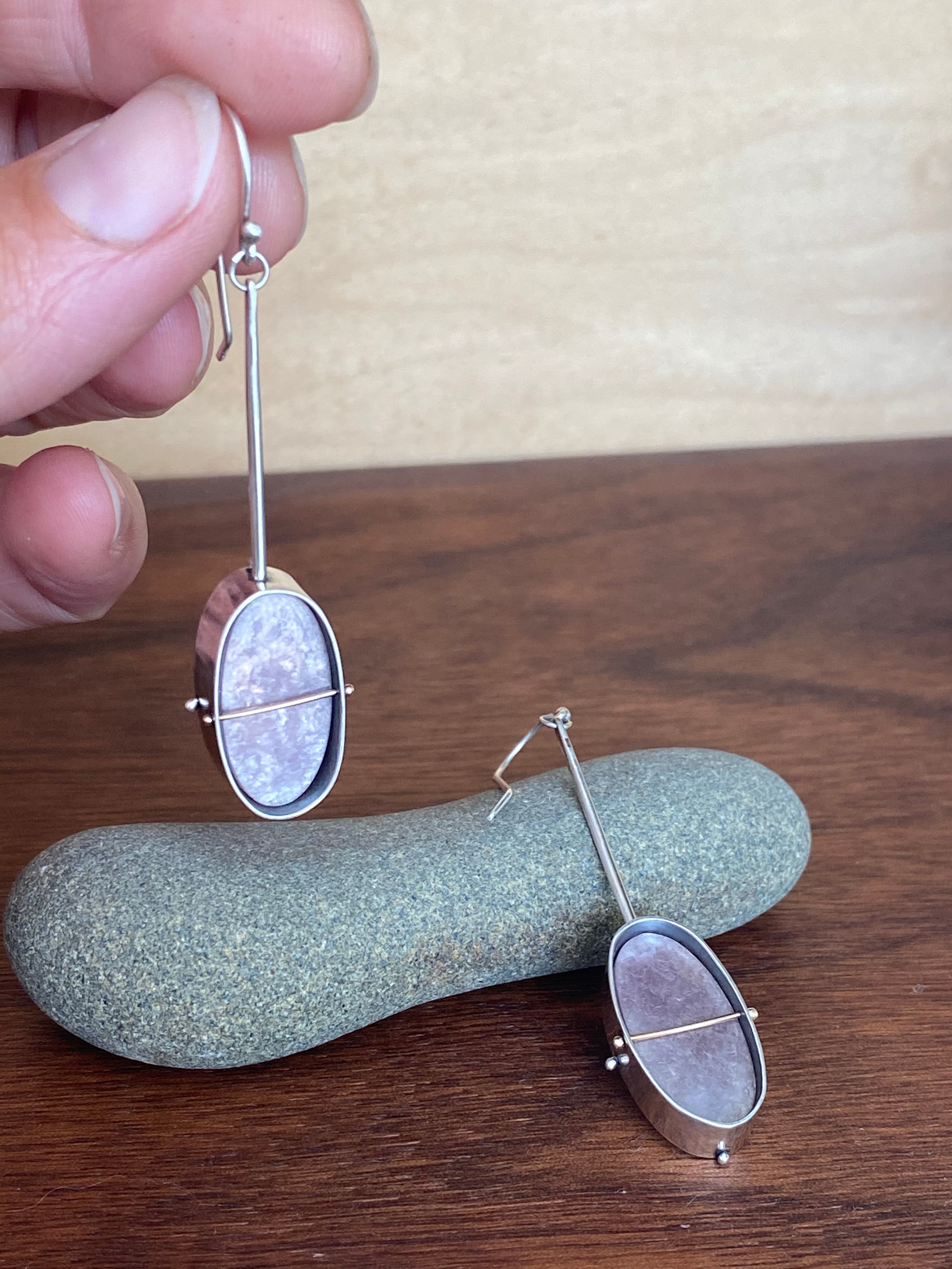 Hilary Finck- Captured Lepidolite Drop Earrings