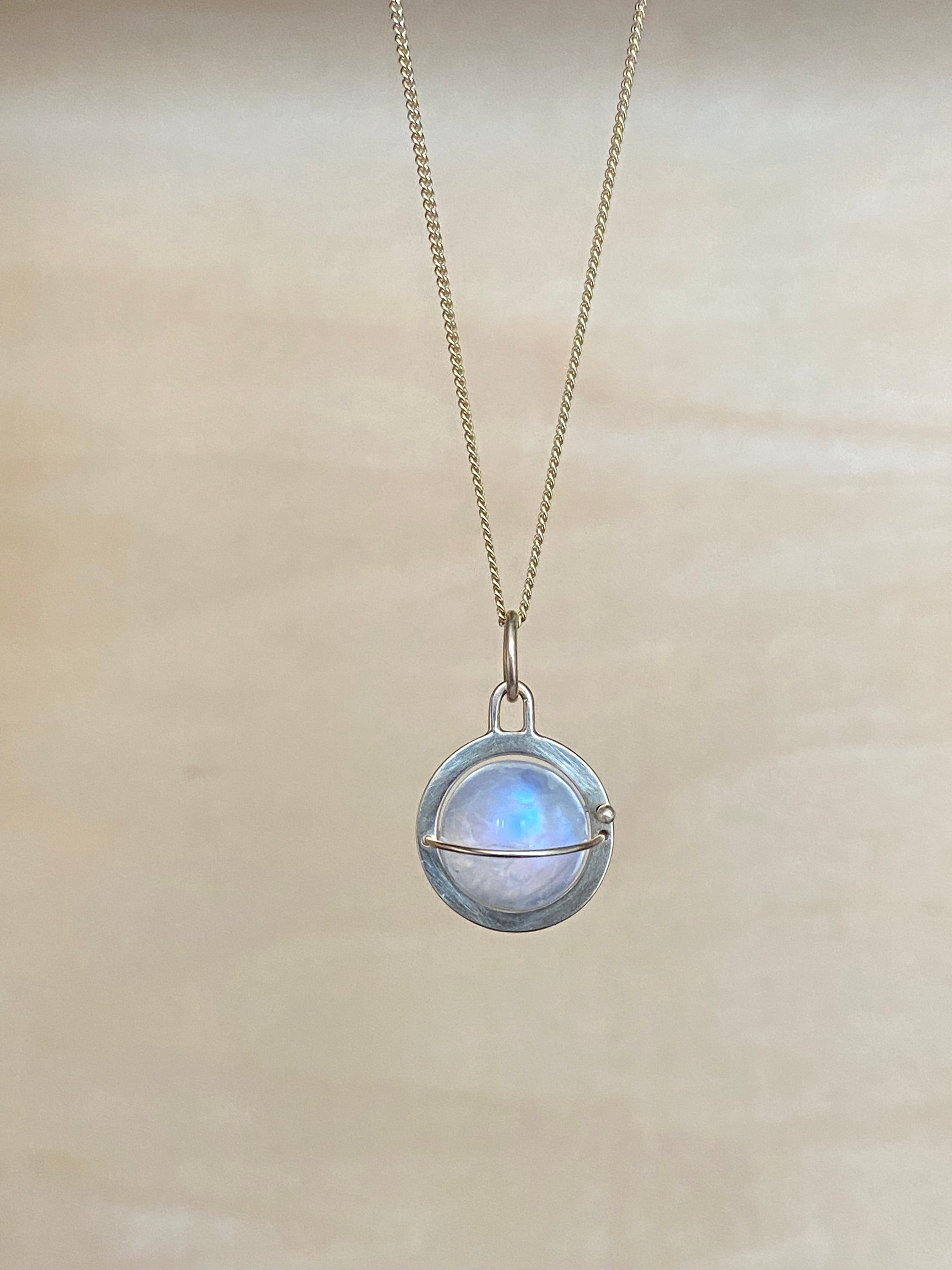 Hilary Finck- Captured Moonstone Orb Necklace