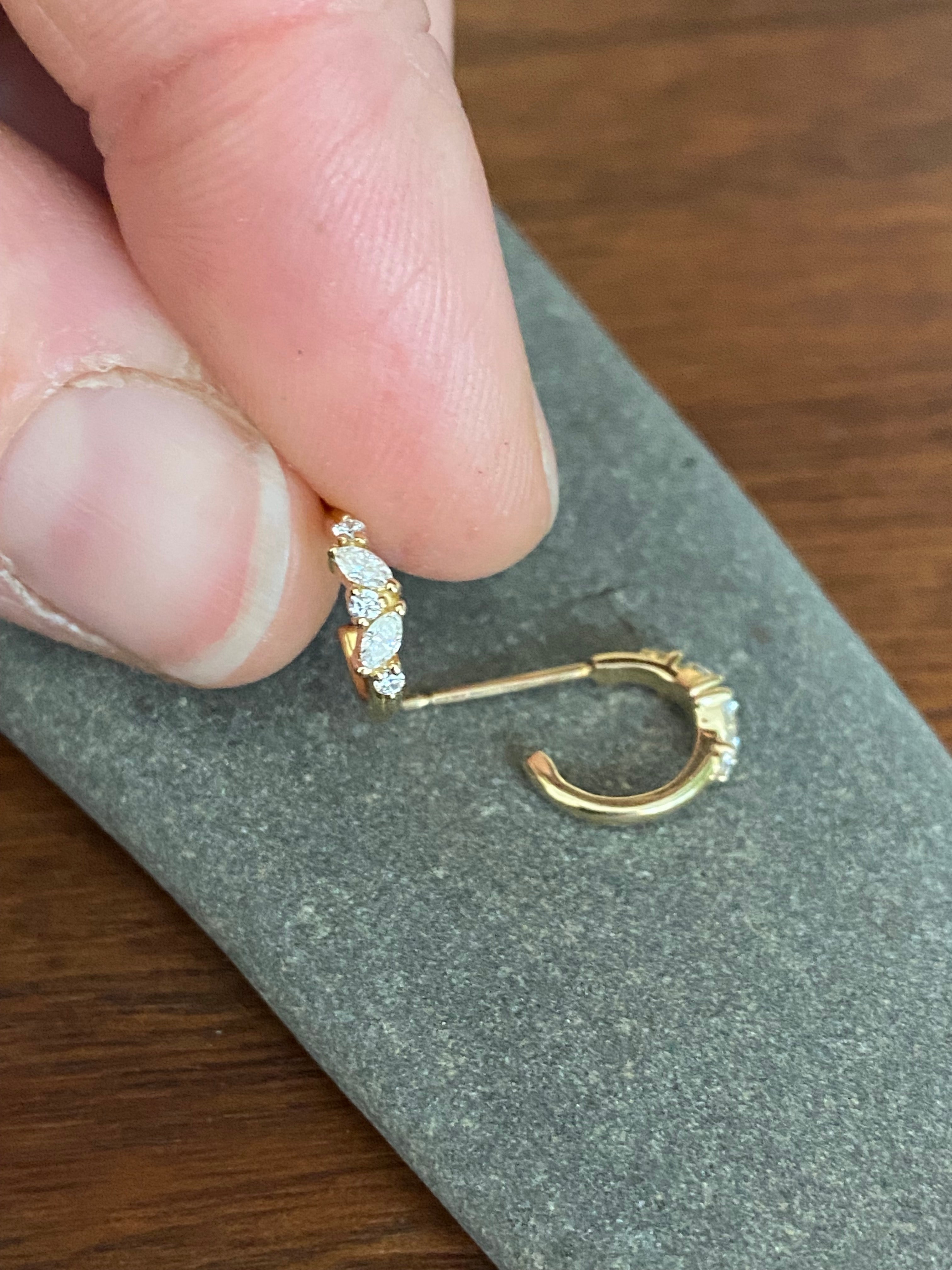 Koedyker Crafted- Gold Huggie Hoop Earrings with Diamonds