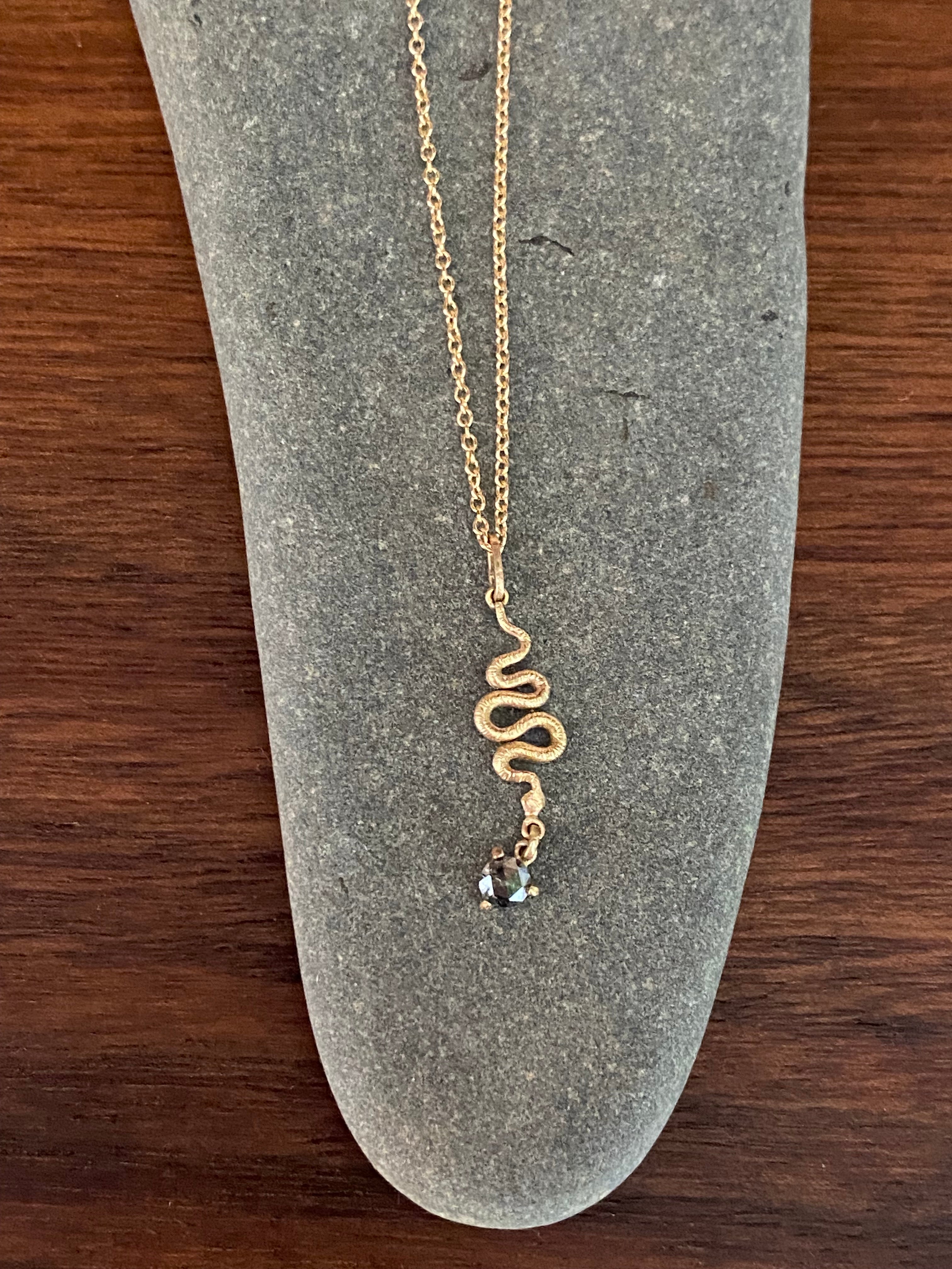 Koedyker Crafted- 14k Snake with Speckled Diamond Necklace