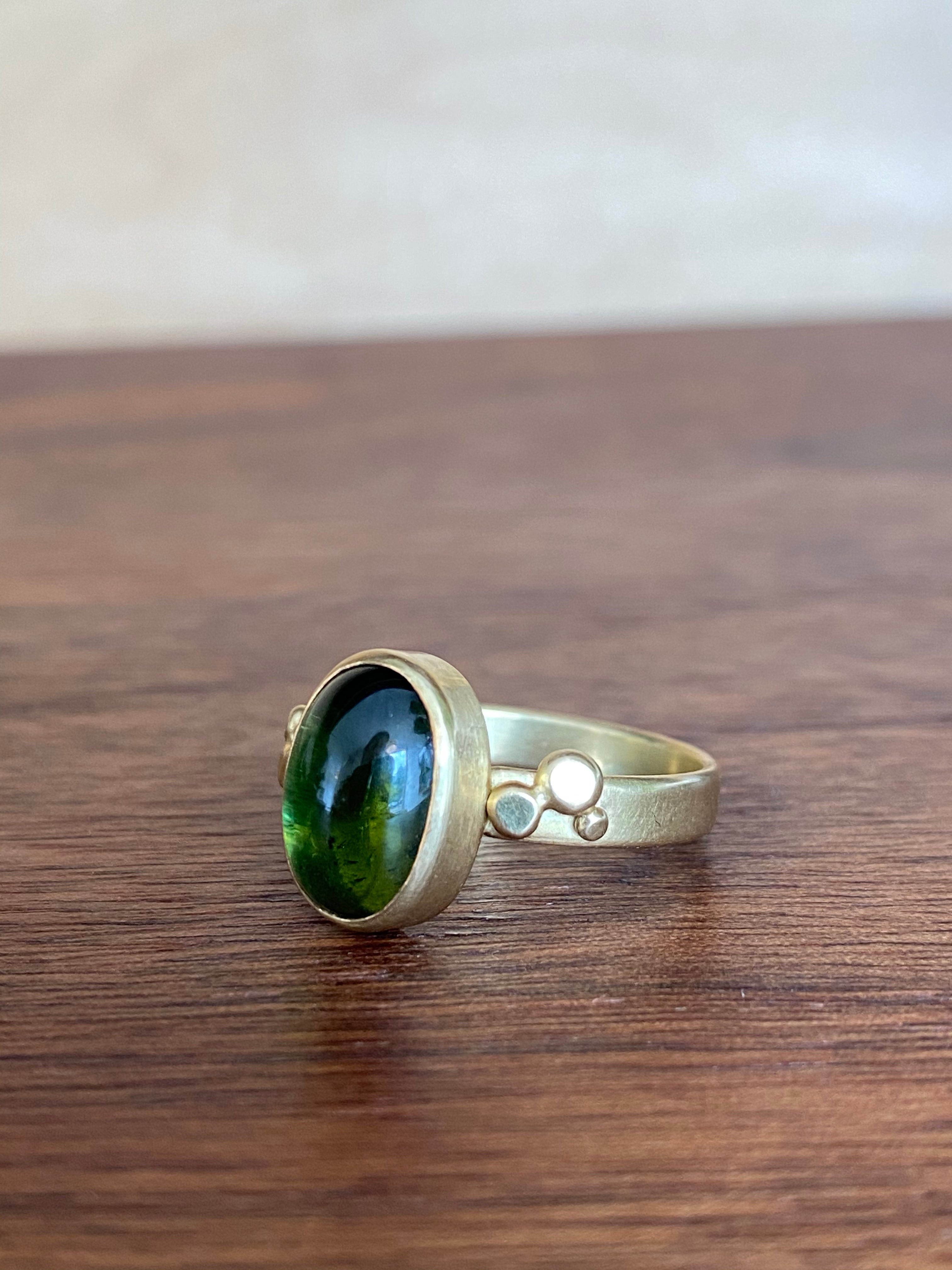 Monica Marcella- Green Tourmaline with Tuffets Ring