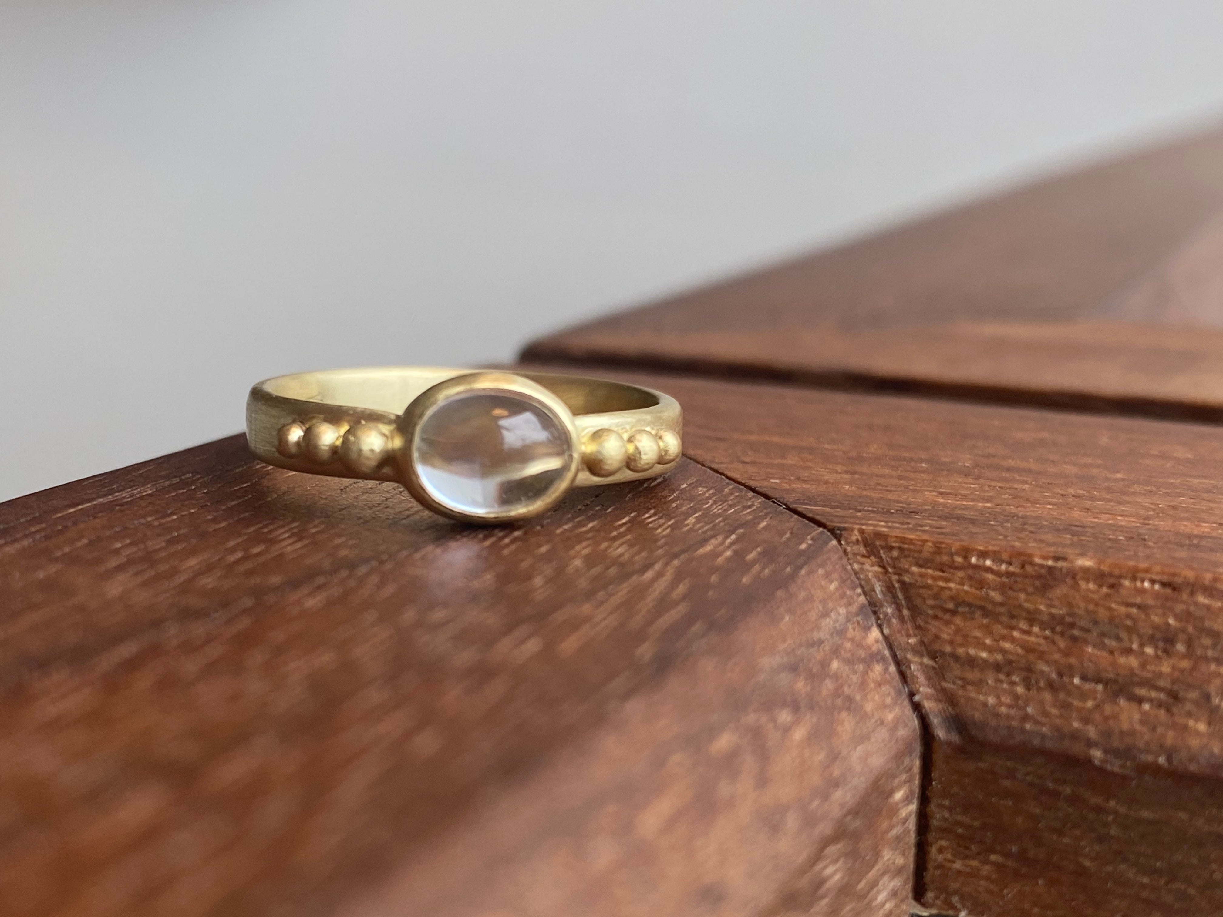 Monica Marcella- Moonstone Ring with Radiant Rounds