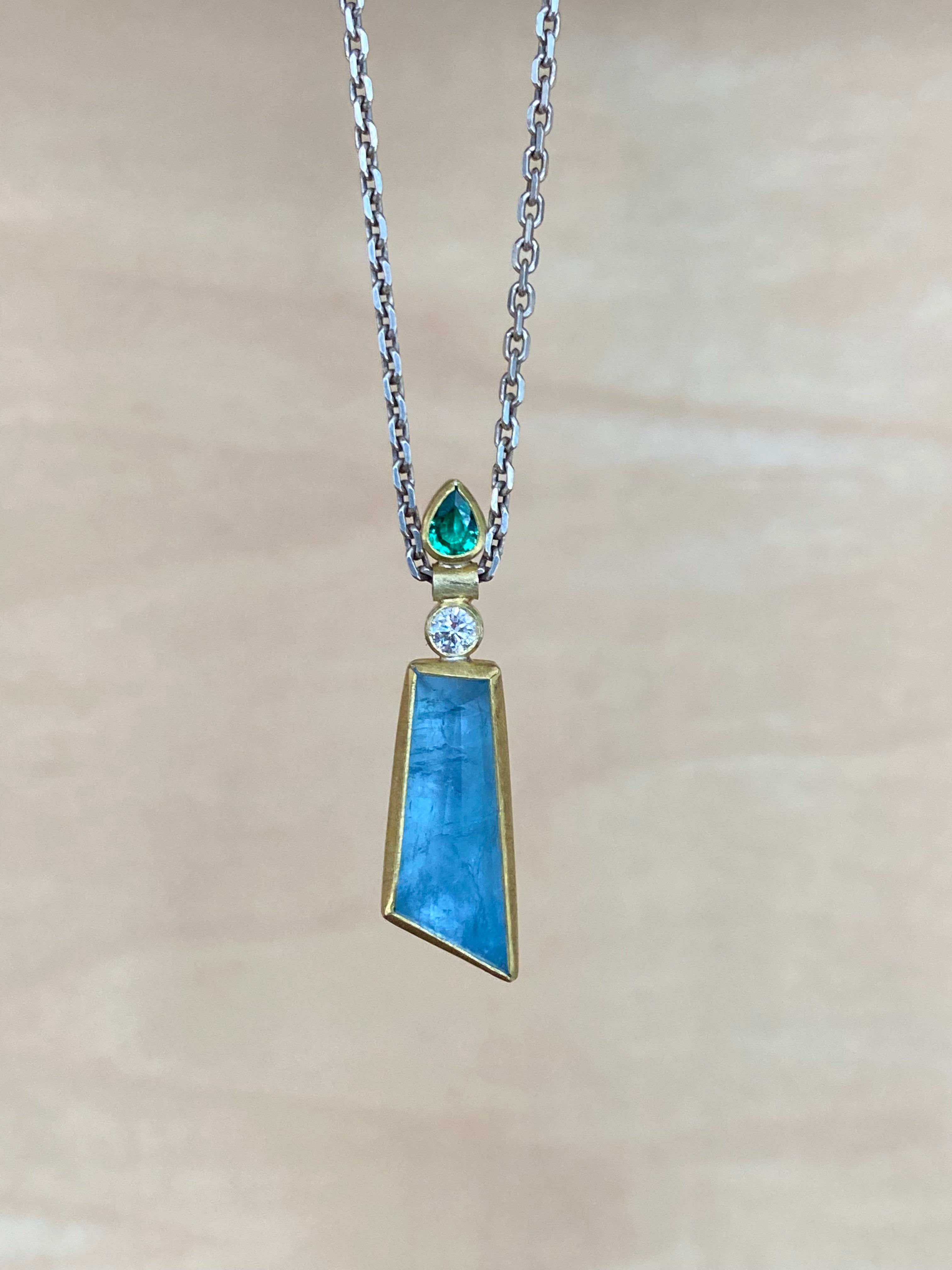 Sam Woehrmann- Aqua, Emerald and Diamond Necklace