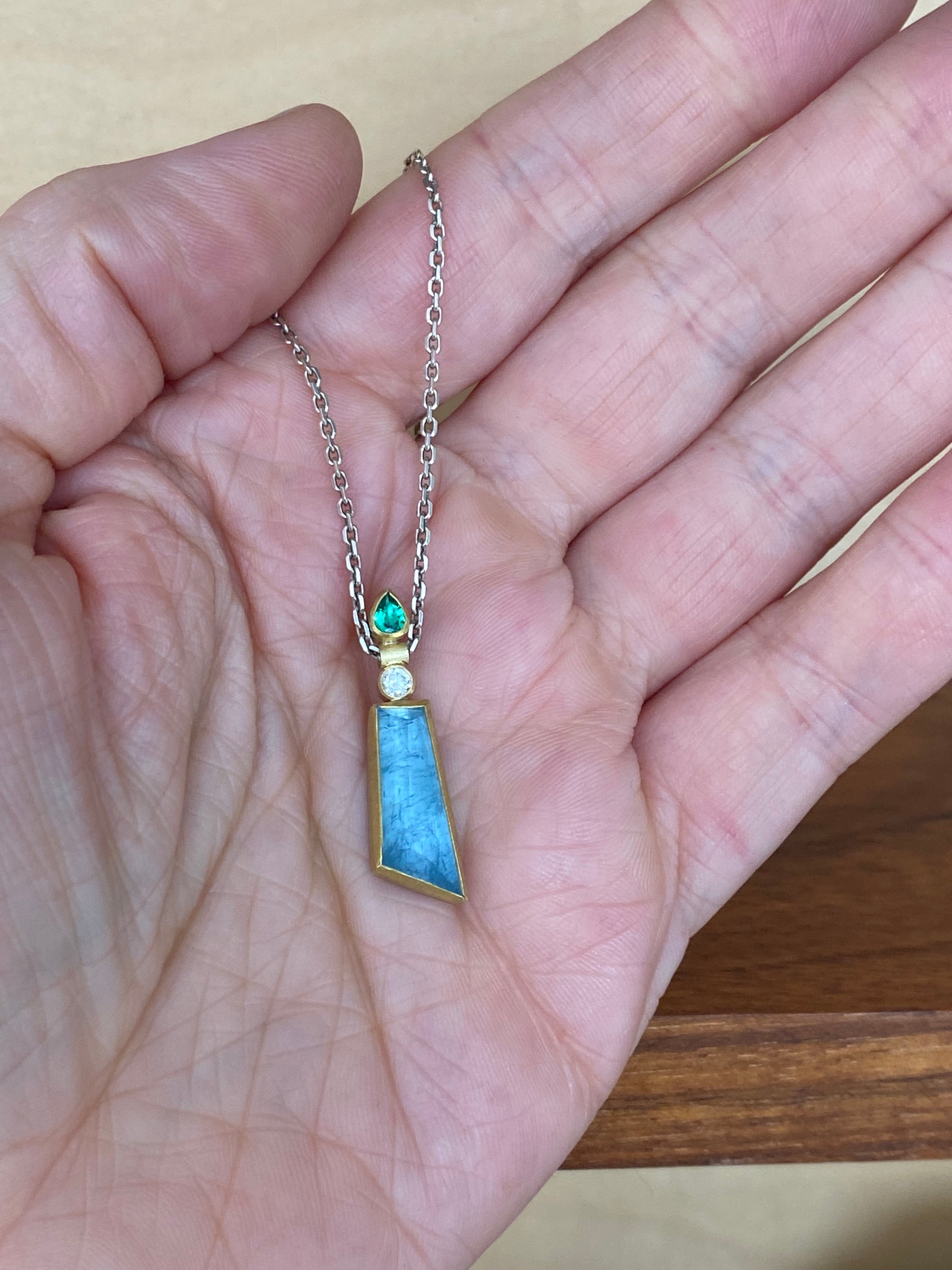Sam Woehrmann- Aqua, Emerald and Diamond Necklace