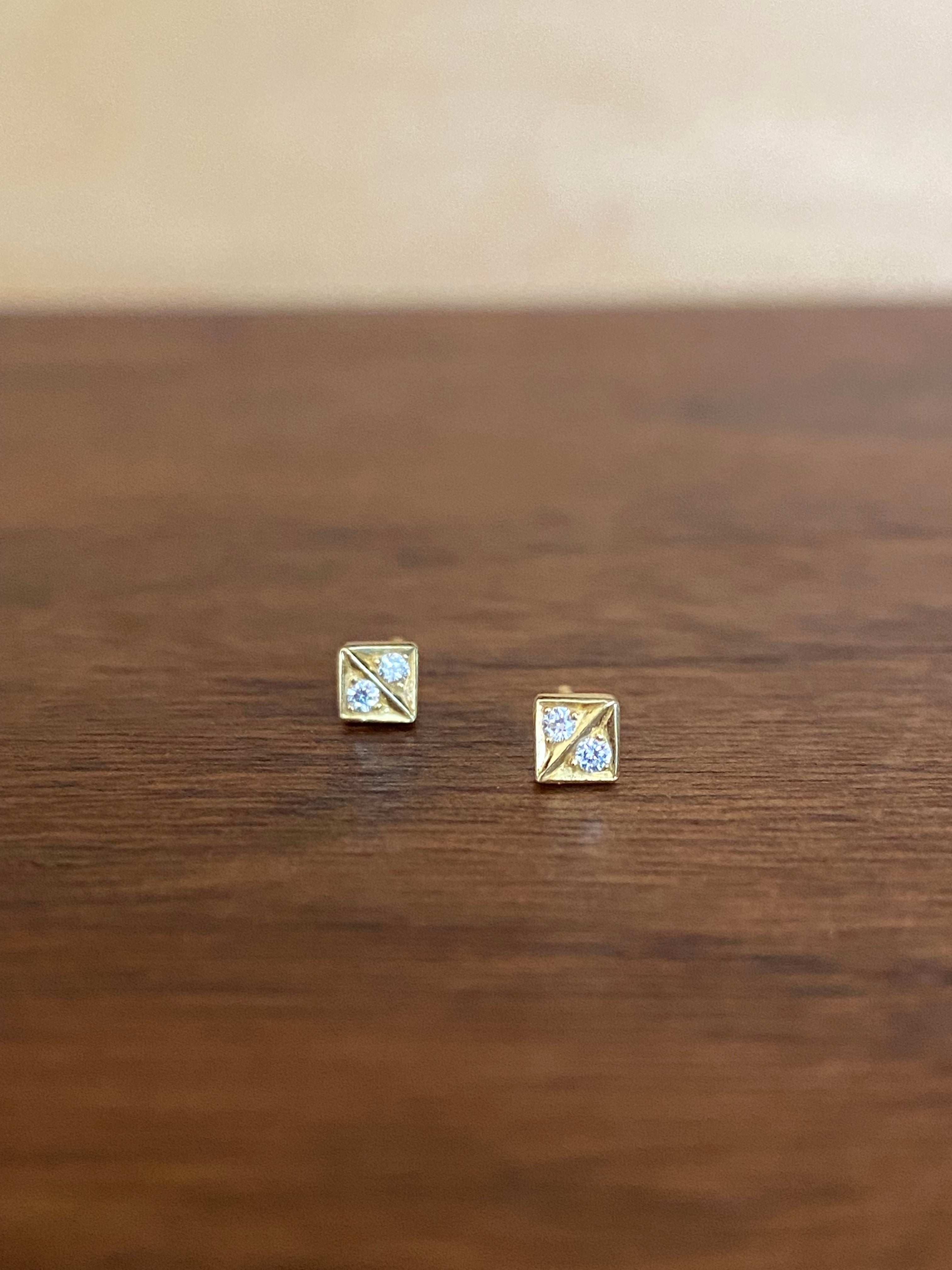 Sam Woehrmann- Double Diamond Cube Stud Earring
