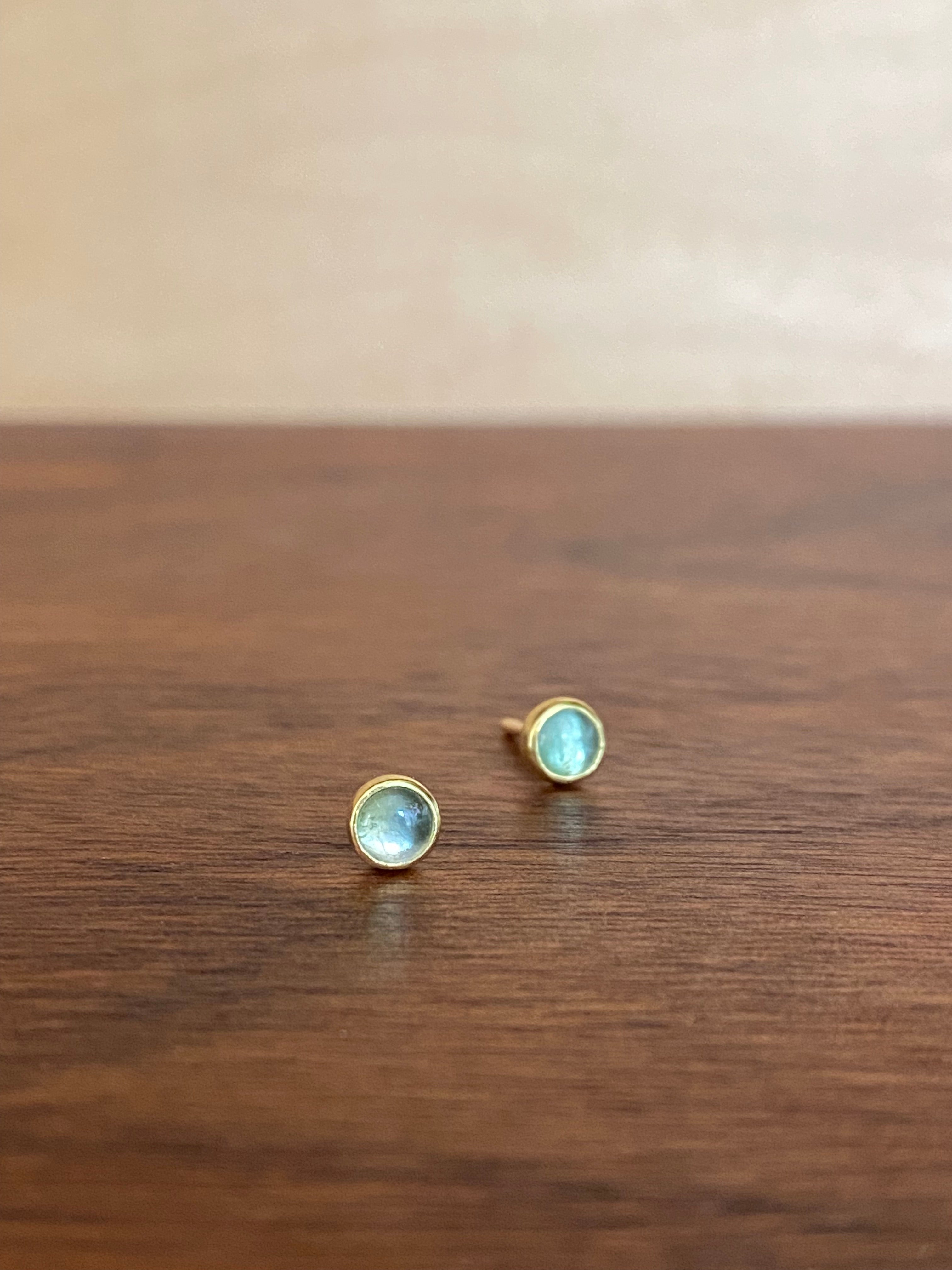 Sam Woehrmann- Petite Tourmaline Cabochon Stud Earrings