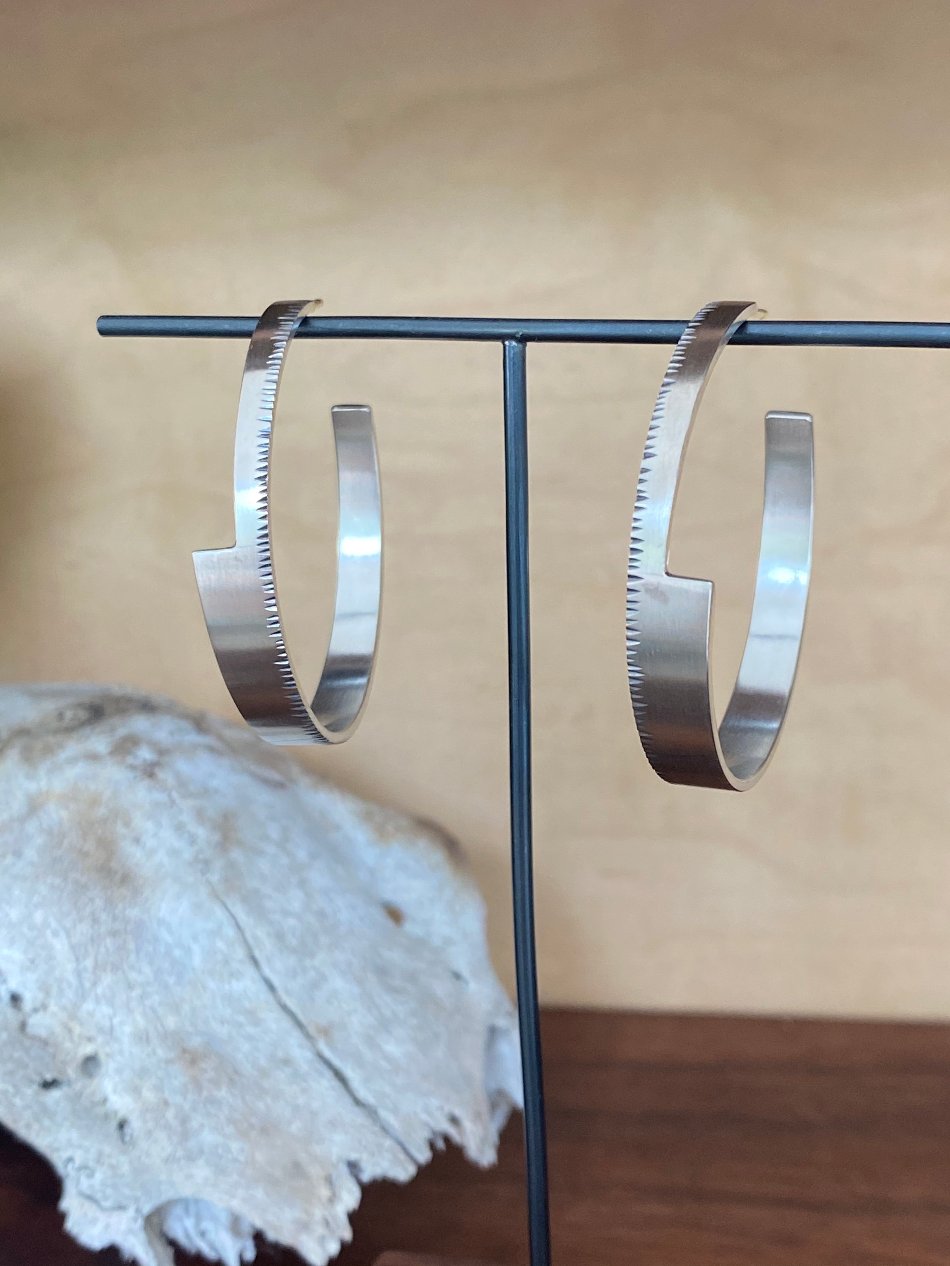 Sam Woehrmann- Sterling Silver Wedge Hoop Earrings