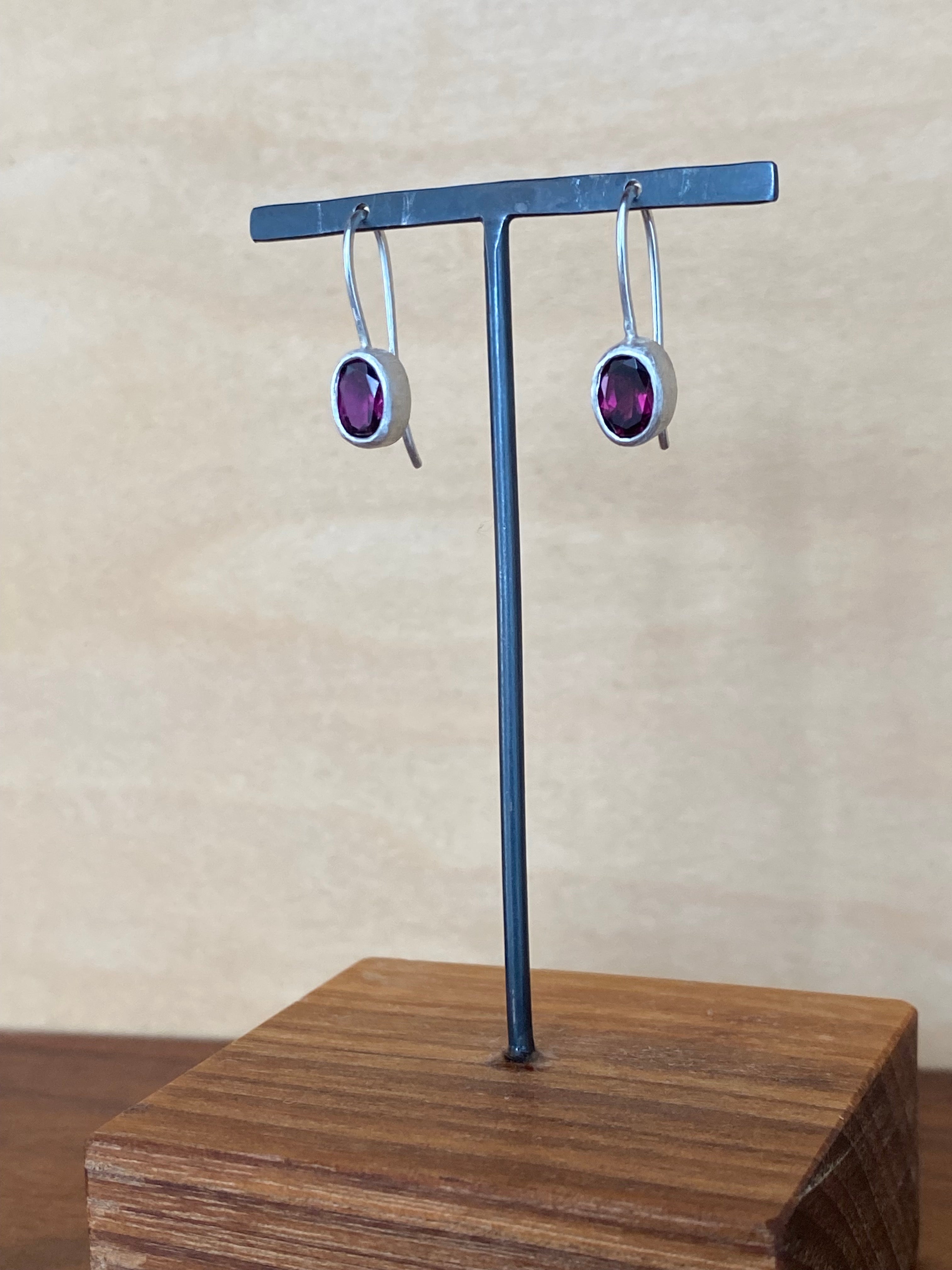 Siedra Loeffler- Oval Garnet Drop Earrings
