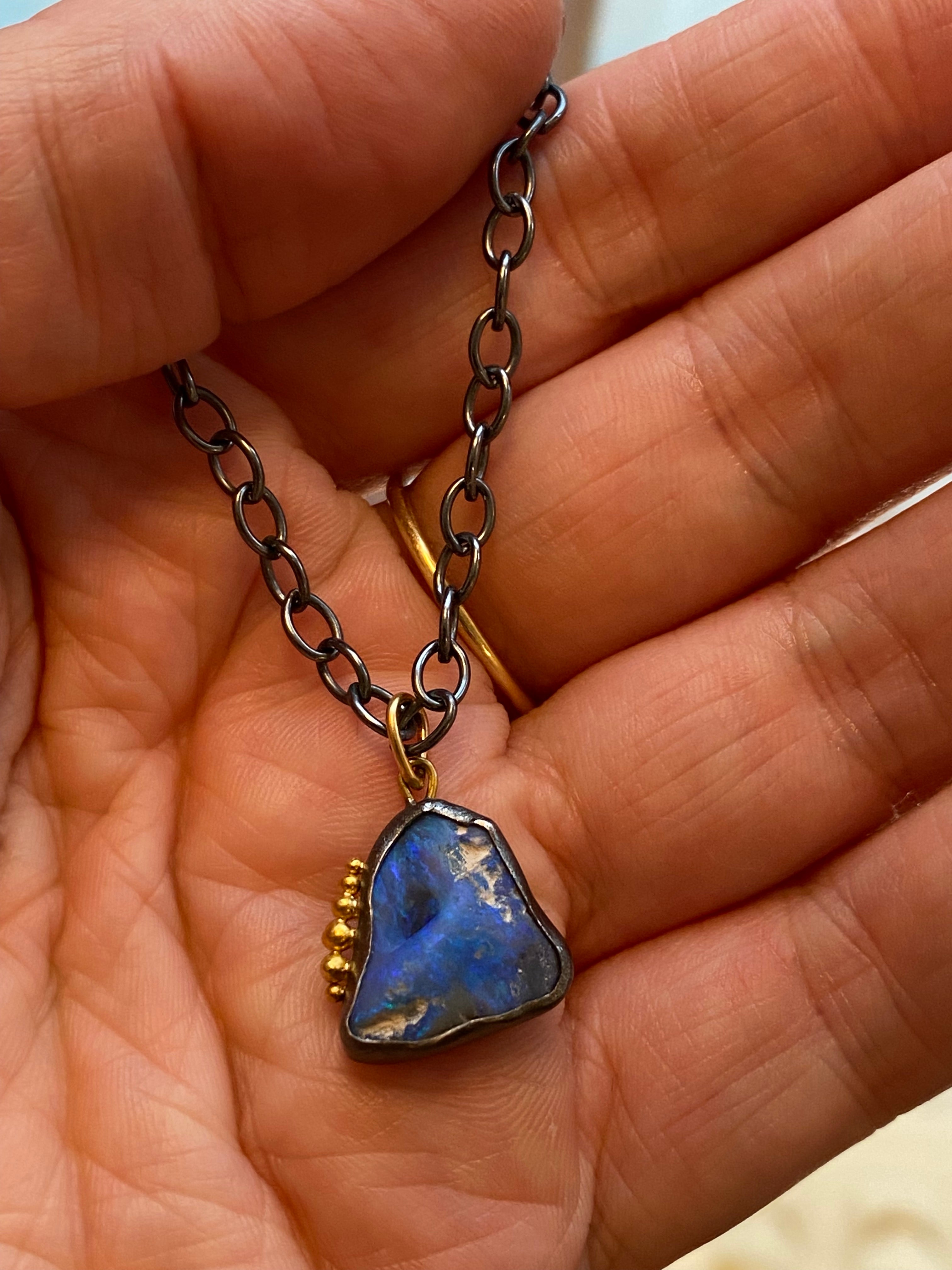 Siedra Loeffler- Rough Ancients17 Opal with Gold Seeds Necklace