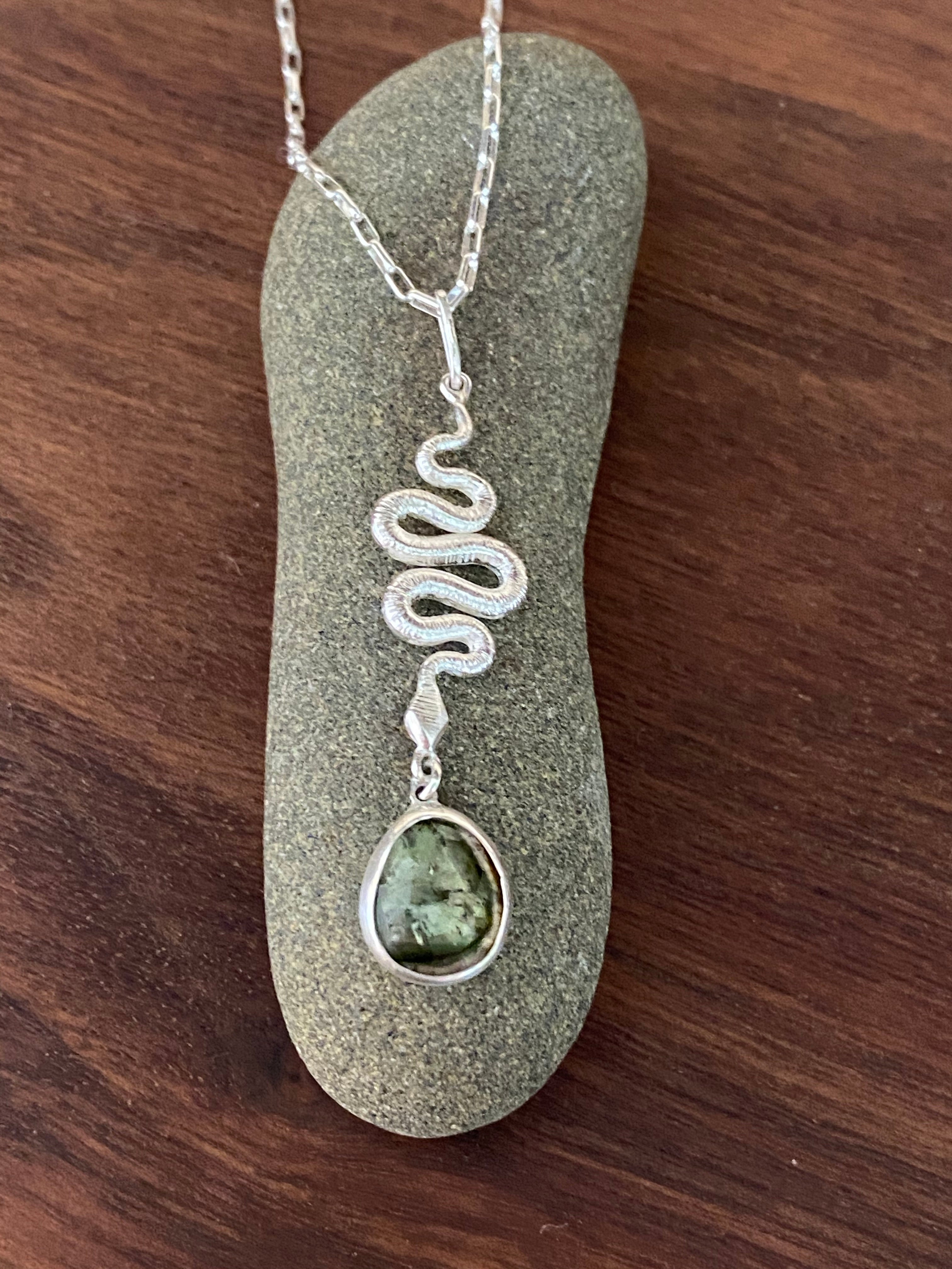 Koedyker Crafted- Serpent Pendant with Green Tourmaline Necklace